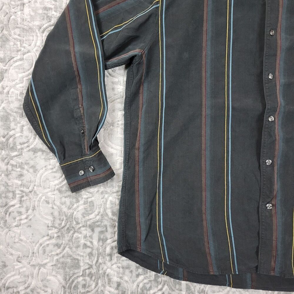Tommy Bahama Shirt Mens XL Black Silk/Wool Blend Striped Long Sleeve Button Up - Picture 5 of 12